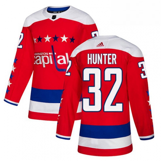 Youth Adidas Washington Capitals 32 Dale Hunter Authentic Red Alternate NHL Jersey