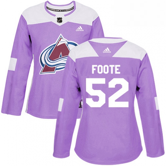 Womens Adidas Colorado Avalanche 52 Adam Foote Authentic Purple Fights Cancer Practice NHL Jersey