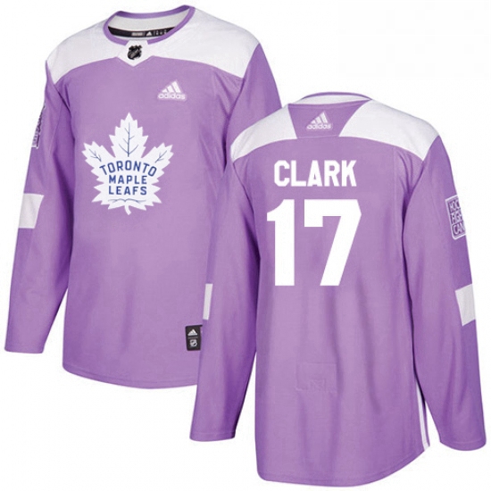 Youth Adidas Toronto Maple Leafs 17 Wendel Clark Authentic Purple Fights Cancer Practice NHL Jersey