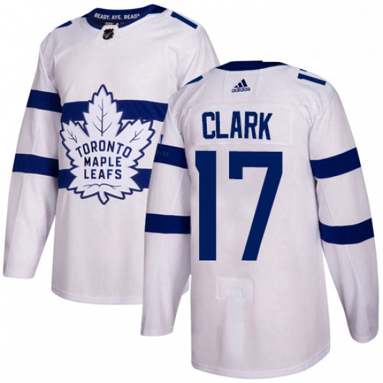 Youth Adidas Toronto Maple Leafs 17 Wendel Clark Authentic White 2018 Stadium Series NHL Jersey