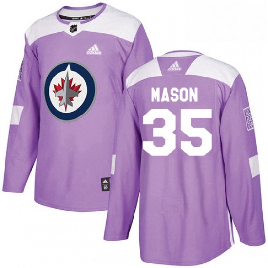 Youth Adidas Winnipeg Jets 35 Steve Mason Authentic Purple Fights Cancer Practice NHL Jersey