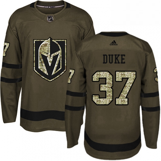 Youth Adidas Vegas Golden Knights 37 Reid Duke Authentic Green Salute to Service NHL Jersey