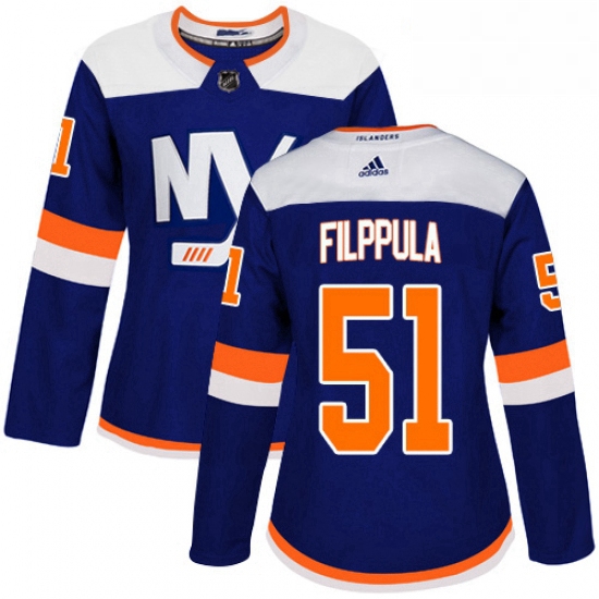 Womens Adidas New York Islanders 51 Valtteri Filppula Premier Blue Alternate NHL Jersey