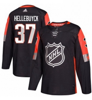 Youth Adidas Winnipeg Jets 37 Connor Hellebuyck Authentic Black 2018 All Star Central Division NHL J