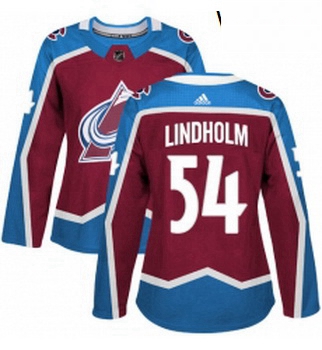 Womens Adidas Colorado Avalanche 54 Anton Lindholm Authentic Burgundy Red Home NHL Jersey