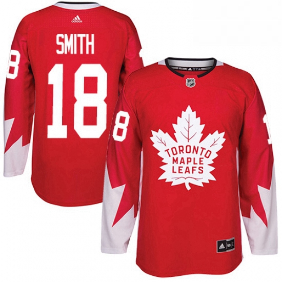 Youth Adidas Toronto Maple Leafs 18 Ben Smith Authentic Red Alternate NHL Jersey