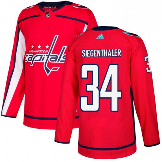 Youth Adidas Washington Capitals 34 Jonas Siegenthaler Authentic Red Home NHL Jersey