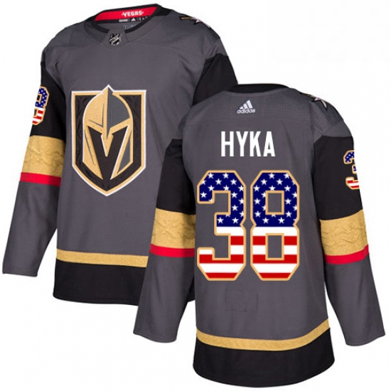 Youth Adidas Vegas Golden Knights 38 Tomas Hyka Authentic Gray USA Flag Fashion NHL Jersey