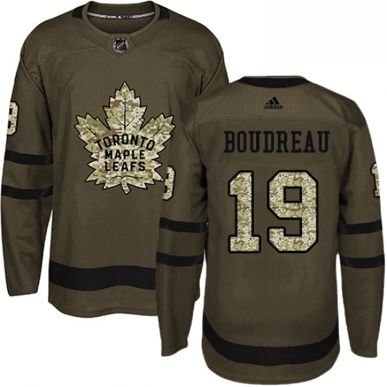 Youth Adidas Toronto Maple Leafs 19 Bruce Boudreau Authentic Green Salute to Service NHL Jersey