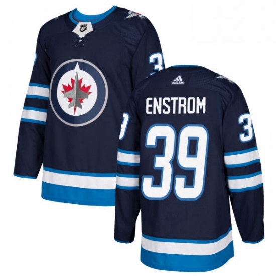 Youth Adidas Winnipeg Jets 39 Tobias Enstrom Premier Navy Blue Home NHL Jersey