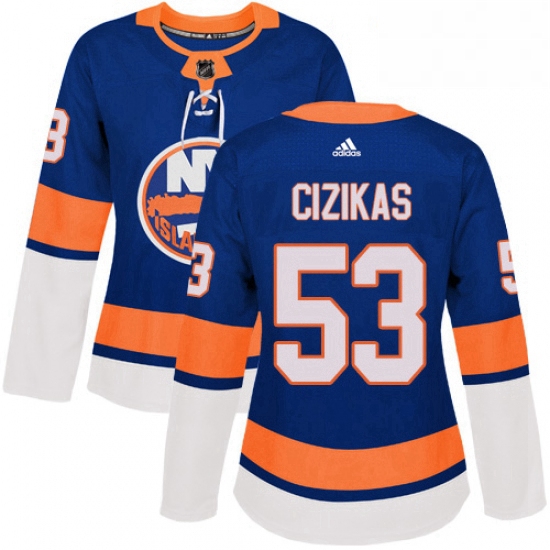 Womens Adidas New York Islanders 53 Casey Cizikas Premier Royal Blue Home NHL Jersey