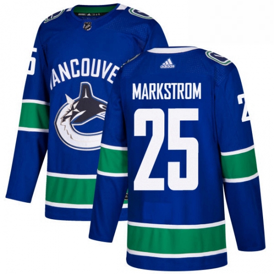 Youth Adidas Vancouver Canucks 25 Jacob Markstrom Premier Blue Home NHL Jersey