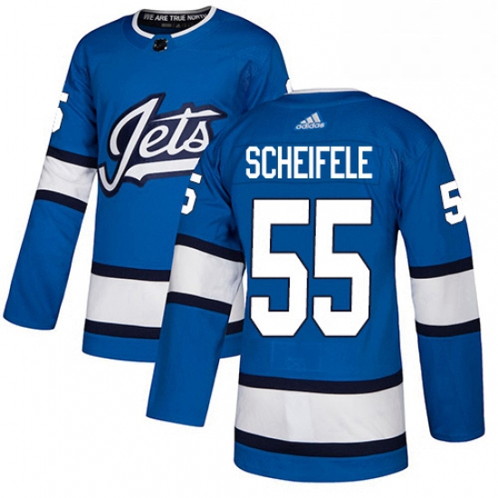 Youth Adidas Winnipeg Jets 55 Mark Scheifele Authentic Blue Alternate NHL Jersey