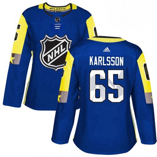 Womens Adidas Ottawa Senators 65 Erik Karlsson Authentic Royal Blue 2018 All Star Atlantic Division 