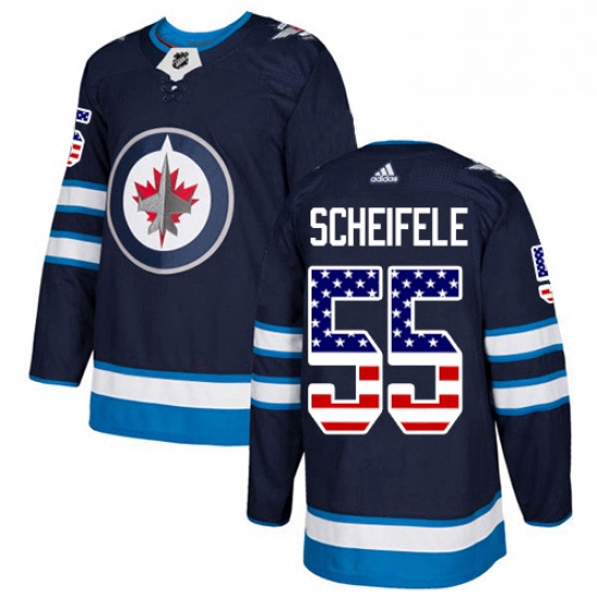 Youth Adidas Winnipeg Jets 55 Mark Scheifele Authentic Navy Blue USA Flag Fashion NHL Jersey