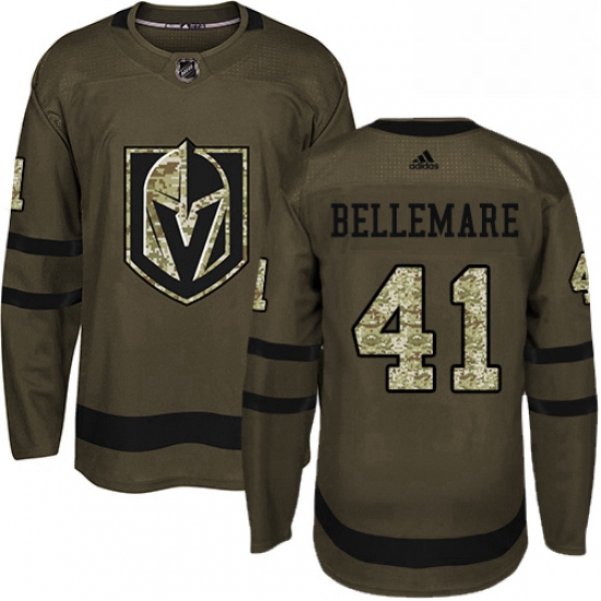 Youth Adidas Vegas Golden Knights 41 Pierre Edouard Bellemare Authentic Green Salute to Service NHL 