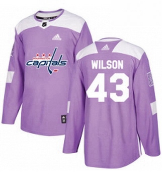 Youth Adidas Washington Capitals 43 Tom Wilson Authentic Purple Fights Cancer Practice NHL Jersey