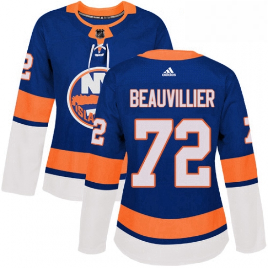 Womens Adidas New York Islanders 72 Anthony Beauvillier Authentic Royal Blue Home NHL Jersey