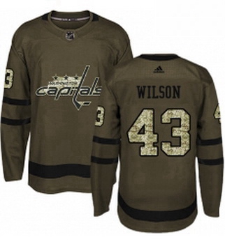 Youth Adidas Washington Capitals 43 Tom Wilson Premier Green Salute to Service NHL Jersey