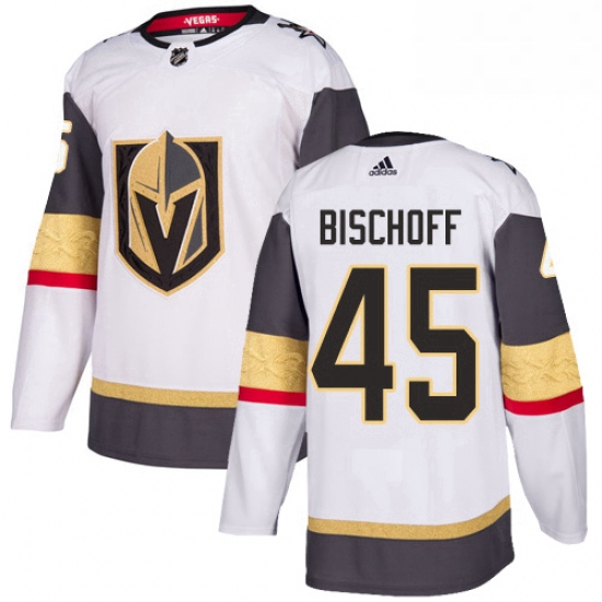 Youth Adidas Vegas Golden Knights 45 Jake Bischoff Authentic White Away NHL Jersey