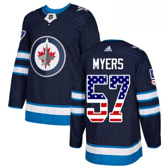 Youth Adidas Winnipeg Jets 57 Tyler Myers Authentic Navy Blue USA Flag Fashion NHL Jersey