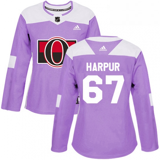 Womens Adidas Ottawa Senators 67 Ben Harpur Authentic Purple Fights Cancer Practice NHL Jersey