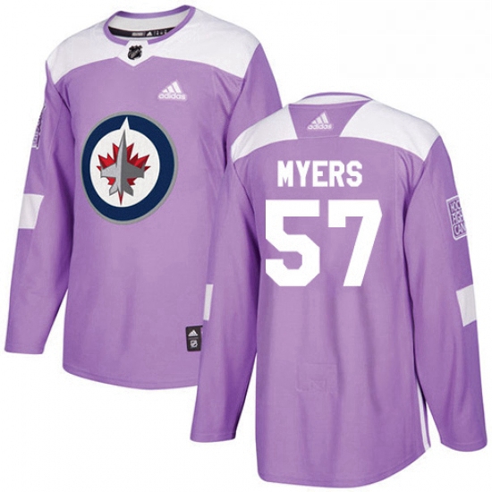 Youth Adidas Winnipeg Jets 57 Tyler Myers Authentic Purple Fights Cancer Practice NHL Jersey