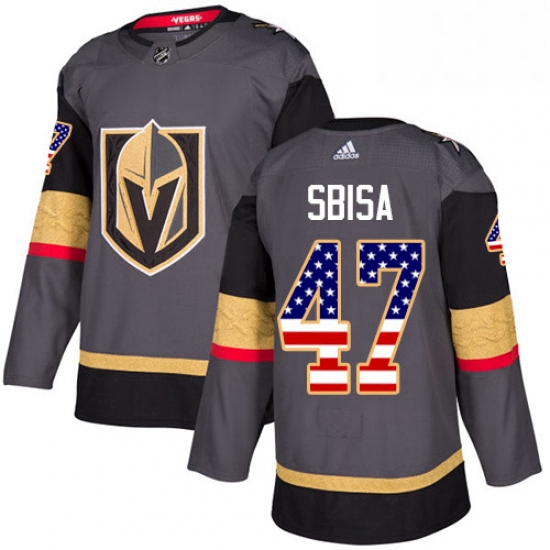 Youth Adidas Vegas Golden Knights 47 Luca Sbisa Authentic Gray USA Flag Fashion NHL Jersey