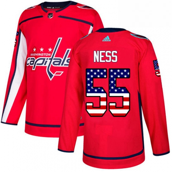 Youth Adidas Washington Capitals 55 Aaron Ness Authentic Red USA Flag Fashion NHL Jersey