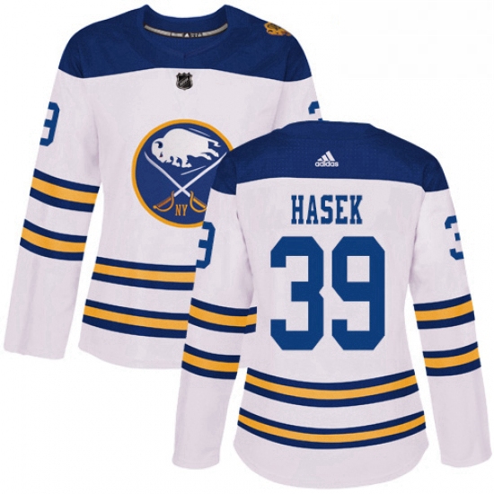 Womens Adidas Buffalo Sabres 39 Dominik Hasek Authentic White 2018 Winter Classic NHL Jersey