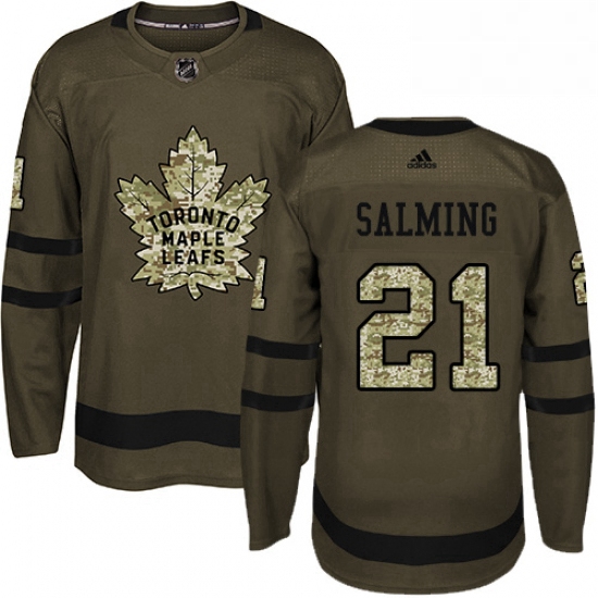 Youth Adidas Toronto Maple Leafs 21 Borje Salming Authentic Green Salute to Service NHL Jersey