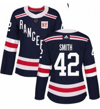 Womens Adidas New York Rangers 42 Brendan Smith Authentic Navy Blue 2018 Winter Classic NHL Jersey