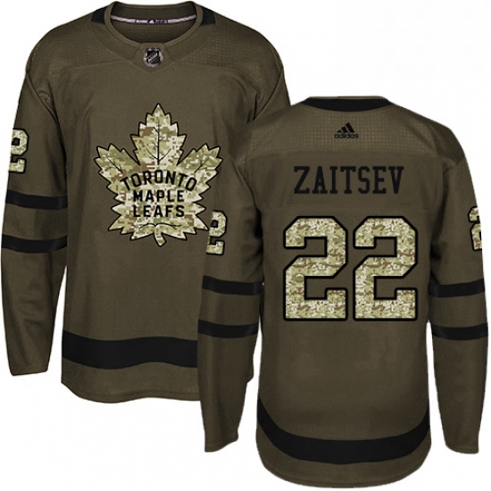 Youth Adidas Toronto Maple Leafs 22 Nikita Zaitsev Authentic Green Salute to Service NHL Jersey