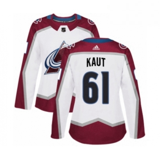 Womens Adidas Colorado Avalanche 61 Martin Kaut Authentic White Away NHL Jersey