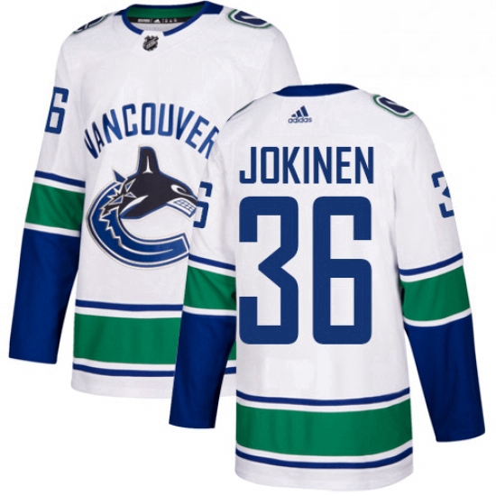 Youth Adidas Vancouver Canucks 36 Jussi Jokinen Authentic White Away NHL Jersey