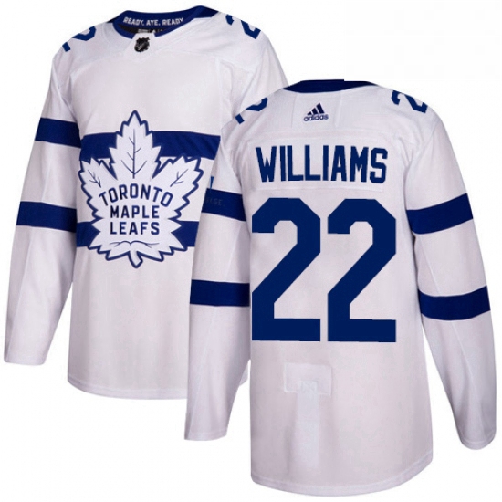 Youth Adidas Toronto Maple Leafs 22 Tiger Williams Authentic White 2018 Stadium Series NHL Jersey