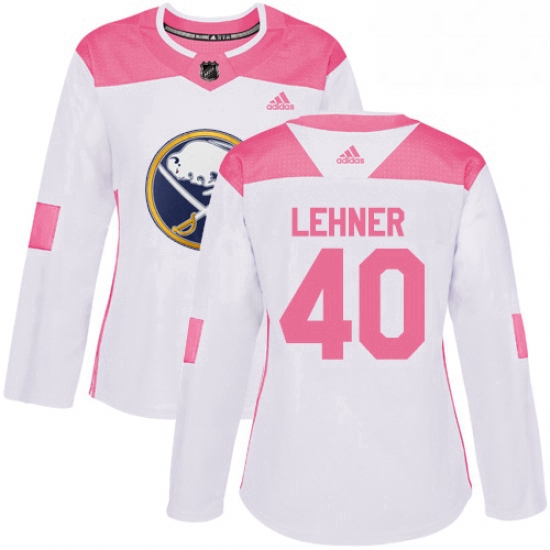 Womens Adidas Buffalo Sabres 40 Robin Lehner Authentic WhitePink Fashion NHL Jersey