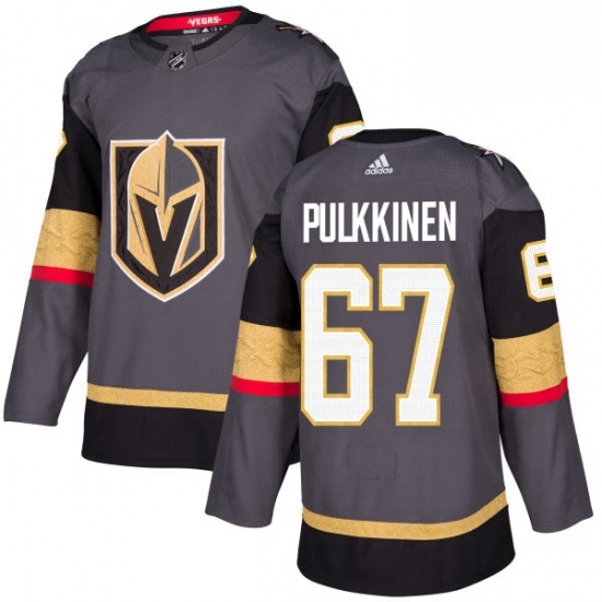 Youth Adidas Vegas Golden Knights 67 Teemu Pulkkinen Authentic Gray Home NHL Jersey