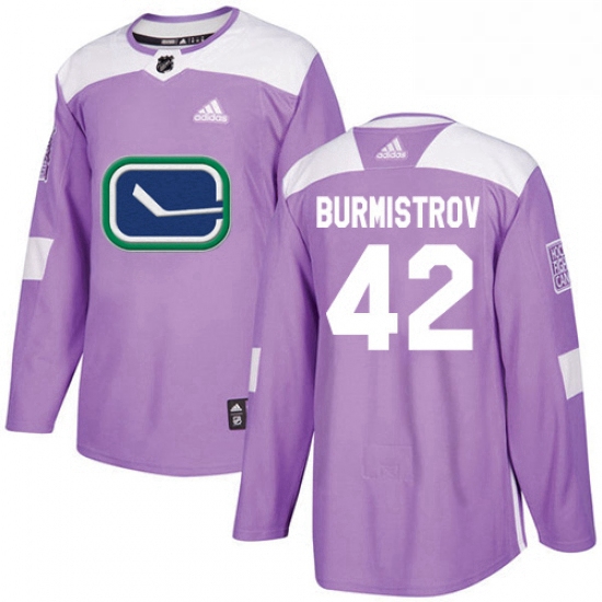 Youth Adidas Vancouver Canucks 42 Alex Burmistrov Authentic Purple Fights Cancer Practice NHL Jersey