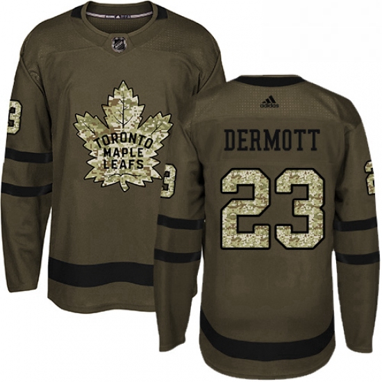 Youth Adidas Toronto Maple Leafs 23 Travis Dermott Authentic Green Salute to Service NHL Jersey