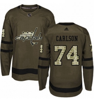 Youth Adidas Washington Capitals 74 John Carlson Authentic Green Salute to Service NHL Jersey