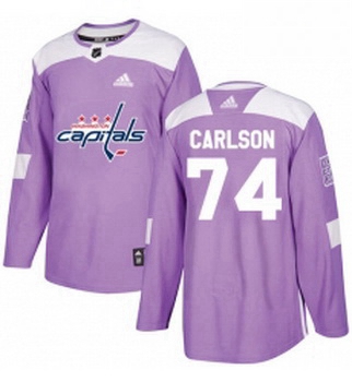 Youth Adidas Washington Capitals 74 John Carlson Authentic Purple Fights Cancer Practice NHL Jersey