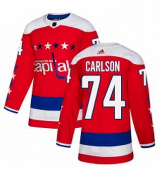 Youth Adidas Washington Capitals 74 John Carlson Authentic Red Alternate NHL Jersey