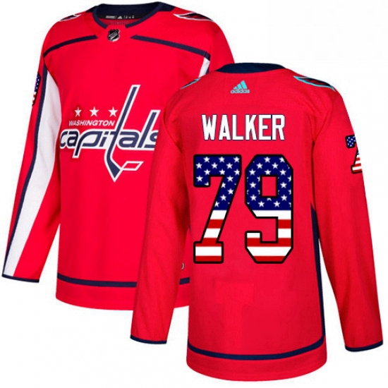 Youth Adidas Washington Capitals 79 Nathan Walker Authentic Red USA Flag Fashion NHL Jersey