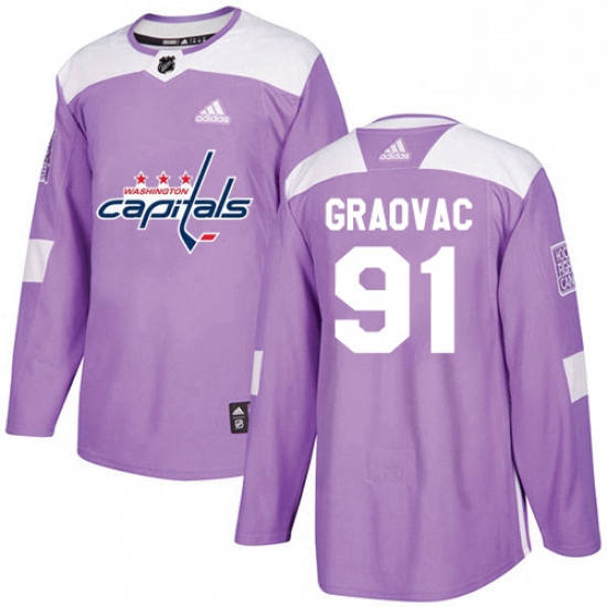 Youth Adidas Washington Capitals 91 Tyler Graovac Authentic Purple Fights Cancer Practice NHL Jersey