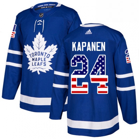 Youth Adidas Toronto Maple Leafs 24 Kasperi Kapanen Authentic Royal Blue USA Flag Fashion NHL Jersey