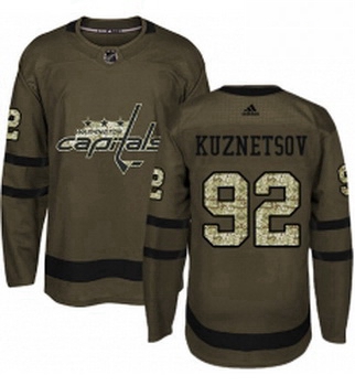 Youth Adidas Washington Capitals 92 Evgeny Kuznetsov Premier Green Salute to Service NHL Jersey