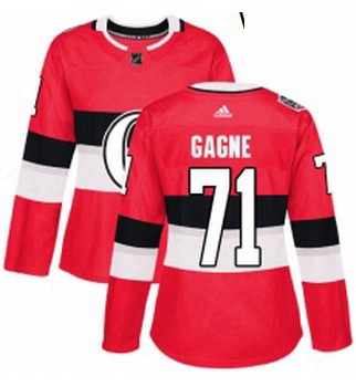 Womens Adidas Ottawa Senators 71 Gabriel Gagne Authentic Red 2017 100 Classic NHL Jersey