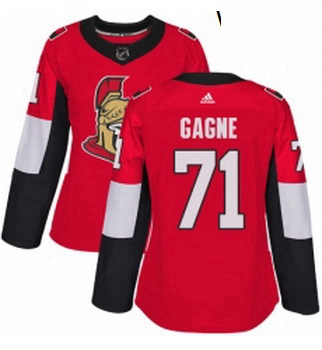 Womens Adidas Ottawa Senators 71 Gabriel Gagne Authentic Red Home NHL Jersey