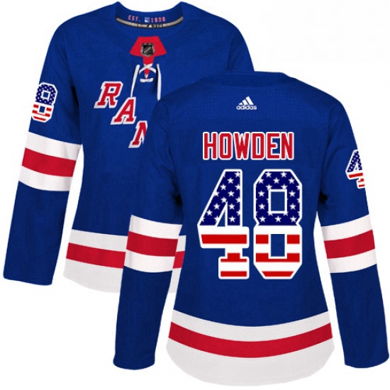 Womens Adidas New York Rangers 48 Brett Howden Authentic Royal Blue USA Flag Fashion NHL Jersey